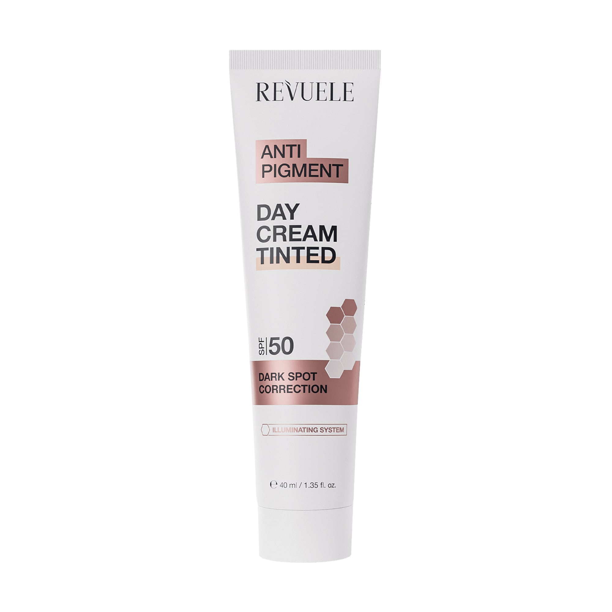 Денний тонувальний крем для обличчя Revuele Anti Pigment Day Cream Tinted, SPF 50, проти пігментації, 40 мл